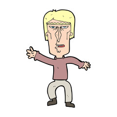 cartoon angry man waving warning