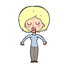 cartoon woman with closed eyes