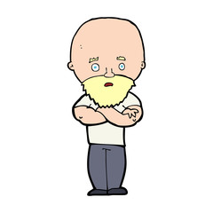 cartoon shocked bald man with beard