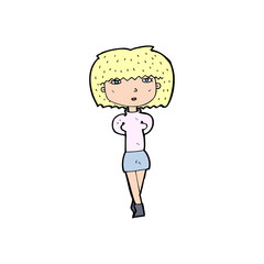 cartoon shy woman