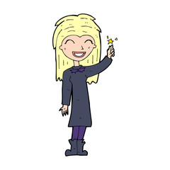 cartoon friendly witch girl