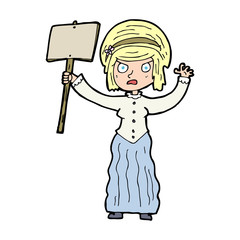 cartoon vicorian woman protesting