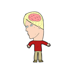 cartoon man with brain symbol