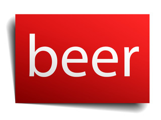 beer red paper sign isolated on white