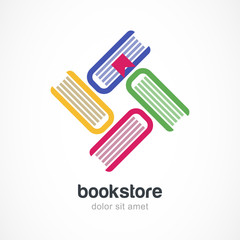 Vector logo design template. Multicolor books flat icon.
