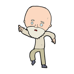 cartoon worried old man pointing