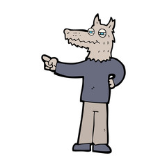 cartoon pointing wolf man