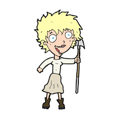 cartoon crazy woman with spear