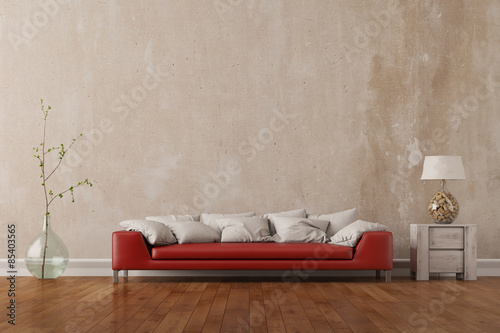 "Sofa im Wohnzimmer vor Wand" Stockfotos und lizenzfreie Bilder auf