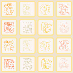Seamless background with Maya head numerals glyphs for your design