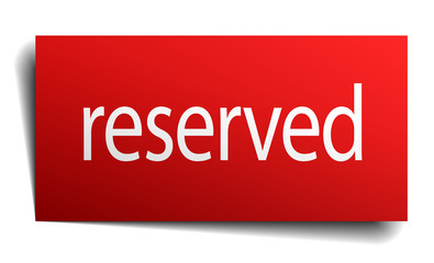 reserved red paper sign on white background