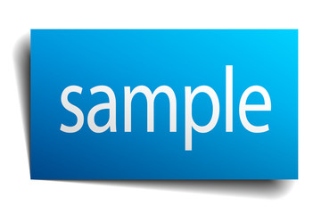 sample blue square isolated paper sign on white