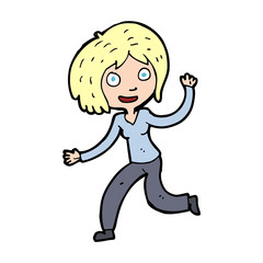 cartoon happy waving girl