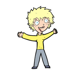 cartoon excited woman