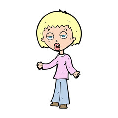 cartoon tired woman