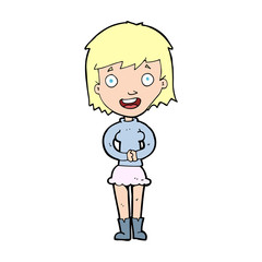 cartoon excited woman