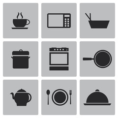 Vector black food icons set 