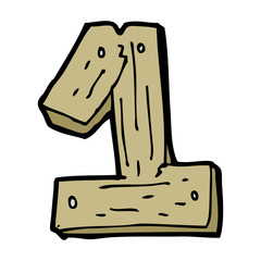 cartoon wooden number one