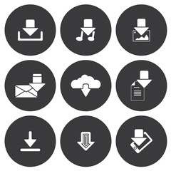 Vector white download icons set