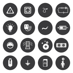 Vector white electricity icons set