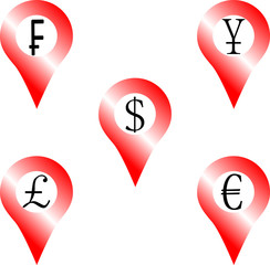 Set of location money symbol