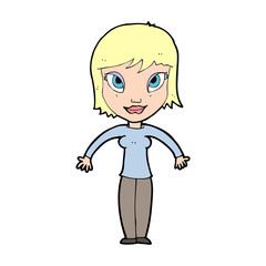 cartoon woman shrugging shoulders