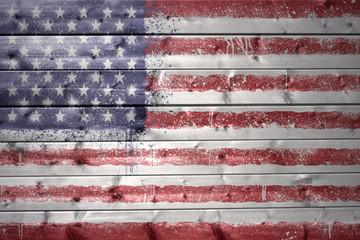 painted american flag on a wooden texture