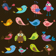 set of cute colorful birds