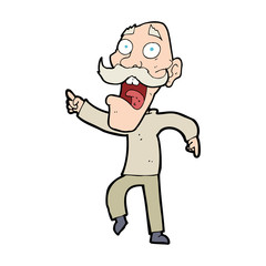 cartoon frightened old man