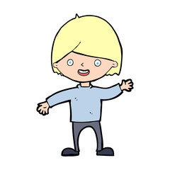 cartoon waving boy