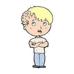 cartoon boy with growth on head
