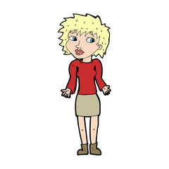 cartoon woman shrugging shoulders