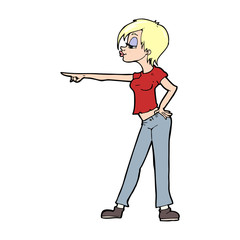 cartoon hip woman pointing