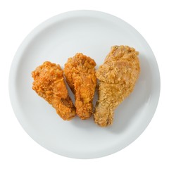 Top View of Fried Chicken Wings on White Dish