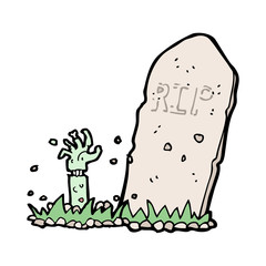 cartoon zombie rising from grave