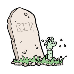 cartoon zombie rising from grave