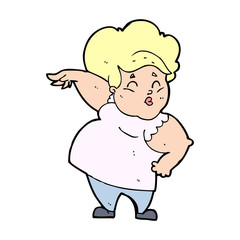 cartoon happy overweight lady