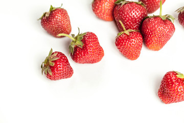 fresh organic strawberry over white background. fruit