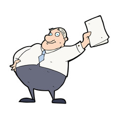 cartoon boss waving papers