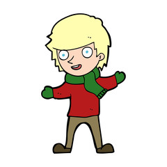 cartoon boy in winter clothes