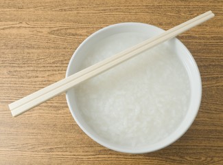 Bowl of Soft Boiled Rice or Rice Porridge