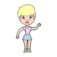 cartoon woman waving