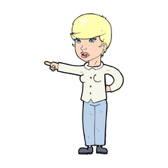 cartoon woman pointing finger of blame