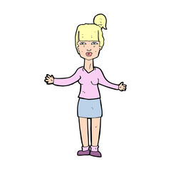 cartoon woman shrugging shoulders
