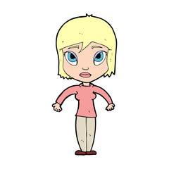 cartoon woman shrugging shoulders