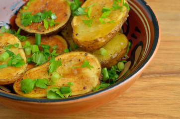 Rustic oven baked potatoes with herbs