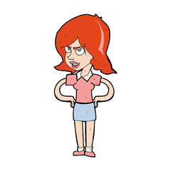 cartoon annoyed woman with hands on hips
