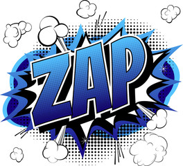 Zap - Comic book, cartoon expression isolated on white background.