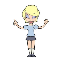 cartoon pretty girl with idea