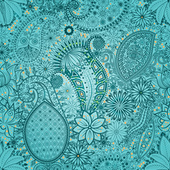 Vintage floral motif ethnic seamless background.